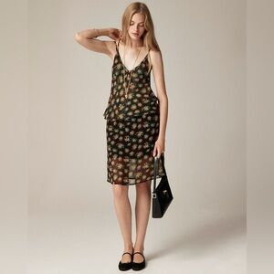 NWT J.Crew Floral Gwen Knee-Length Layered Slip Skirt in Crinkle Chiffon XS